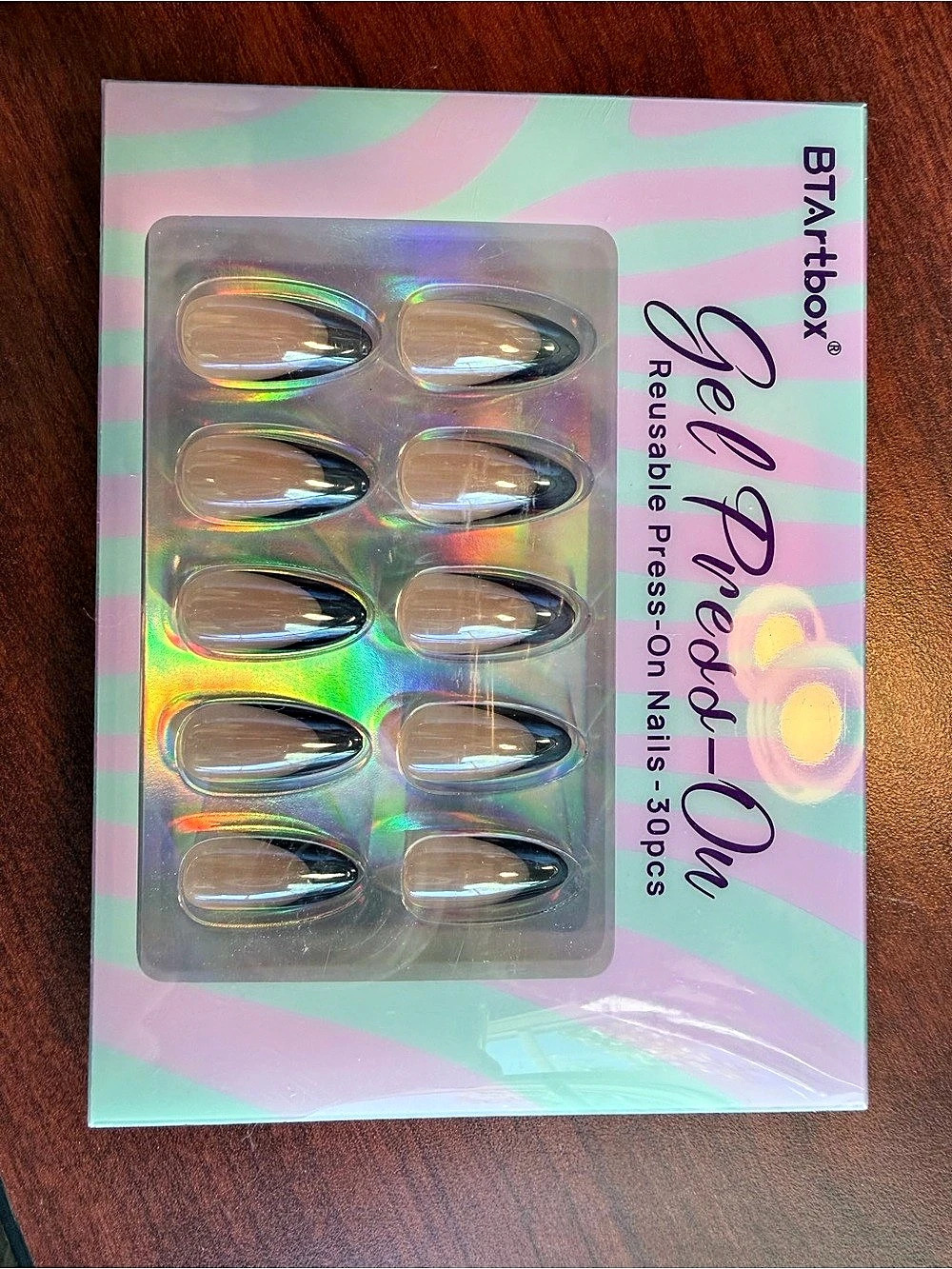 BTArtbox Gel Press-On Nails Pink & Purple 30-Piece Press-On Nails NWT
